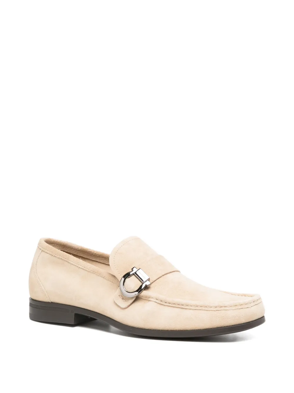 Ferragamo Gancini-ornament Loafers In Neutral