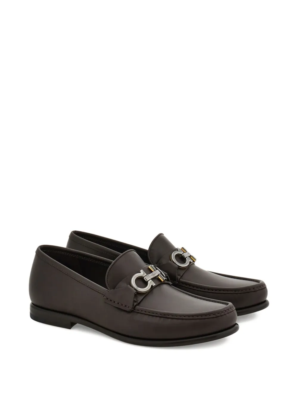 Ferragamo Gancini-buckle loafers Brown