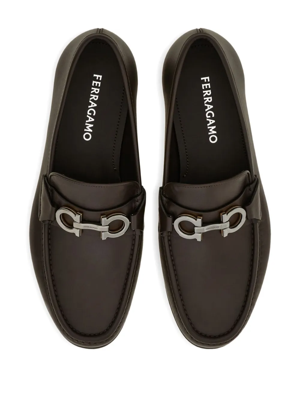 Ferragamo Gancini-buckle loafers Brown