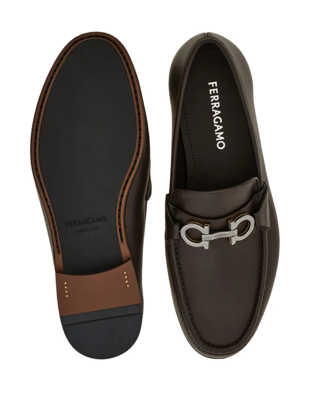 Ferragamo Gancini-buckle loafers Brown