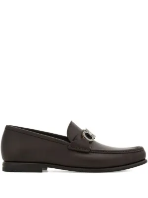 Ferragamo Gancini-plaque Leather Loafers | Brown | FARFETCH