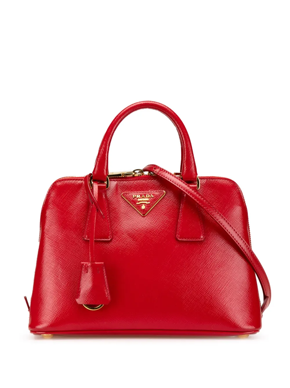 Pre-owned Prada 2010-2024 Small Saffiano Vernice Promenade Satchel