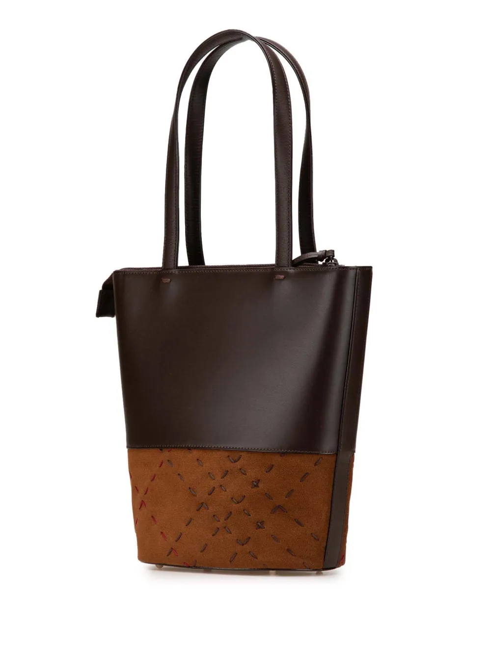 Pre-owned Burberry 2000-2017 Calfskin And Suede Tote Bag In Brown