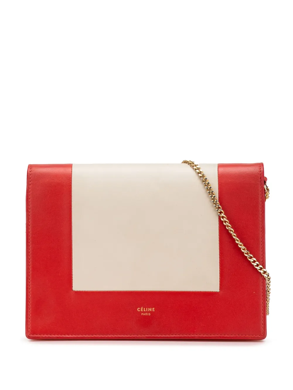 Pre-owned Celine 2017 Leather Frame Wallet On Chain Crossbody Bag