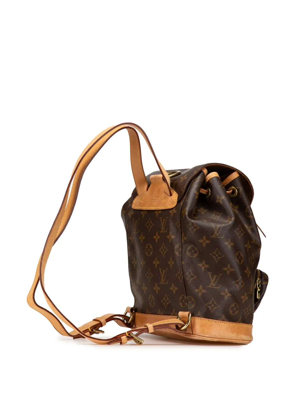Pre-owned Louis Vuitton 2000 Monogram Montsouris Mm Backpack In Brown