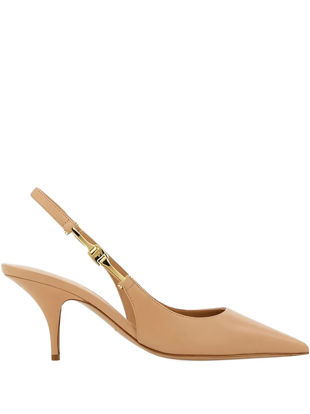 Ferragamo 70mm F Buckle-slingback Pointed-toe Sandals In Neutral