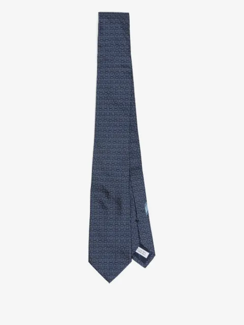 Ferragamo Zijden stropdas met Gancini-print
