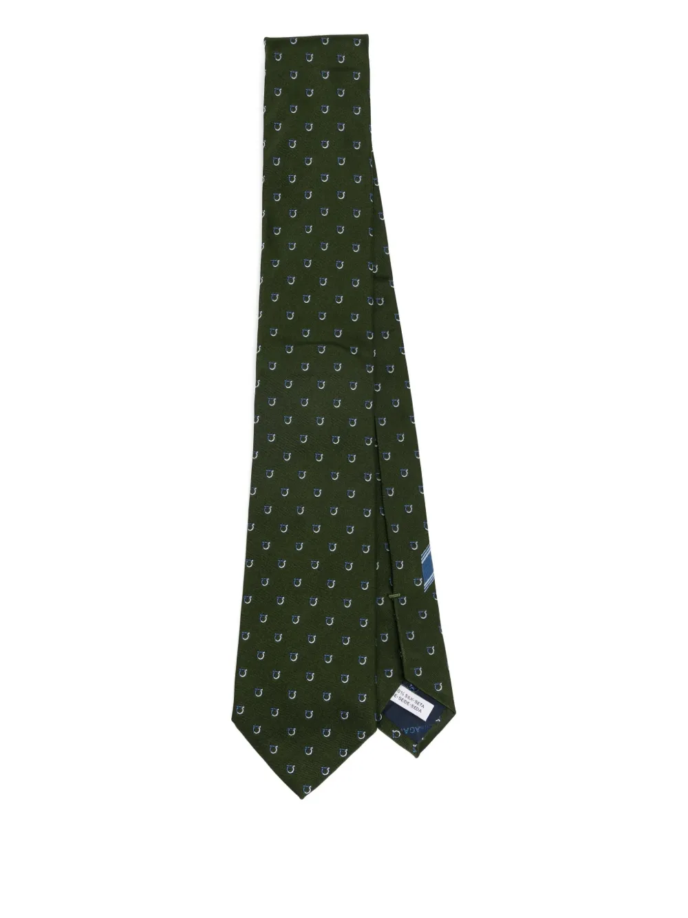 Ferragamo Tweekleurige stropdas met Gancini-jacquard Groen