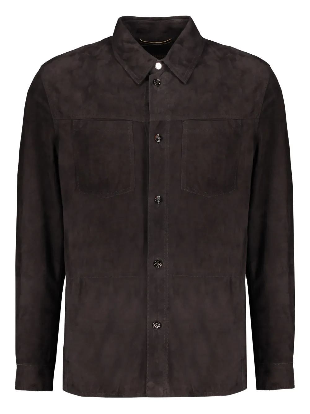 Moorer Bobbio leather shirt jacket Bruin