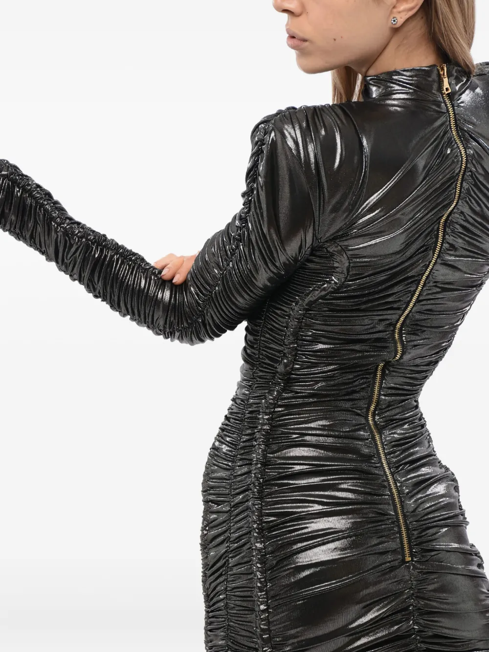 Balmain Gedrapeerde mini-jurk Zwart