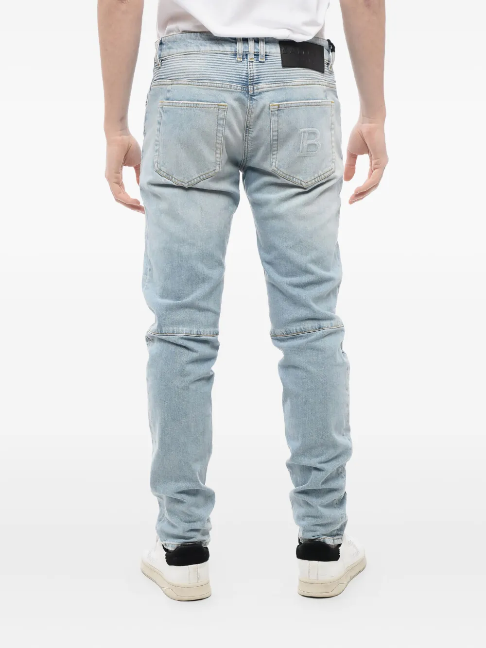 Balmain Jeans met toelopende pijpen en lichte wassing Blauw