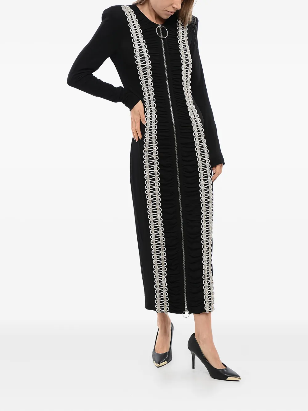 Balmain Midi-jurk verfraaid met kristallen Zwart