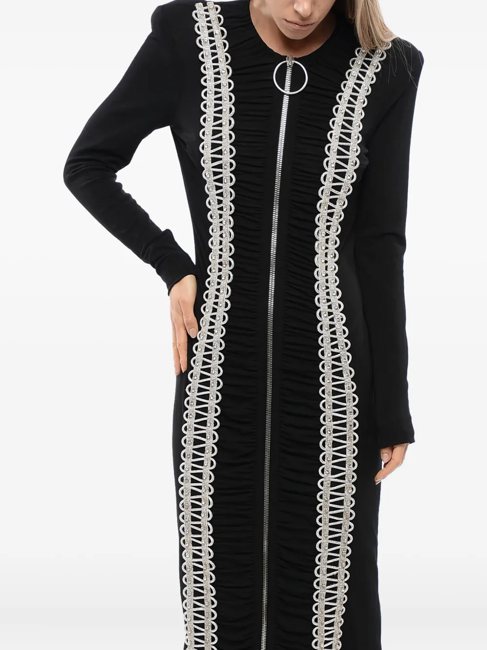 Balmain Midi-jurk verfraaid met kristallen Zwart