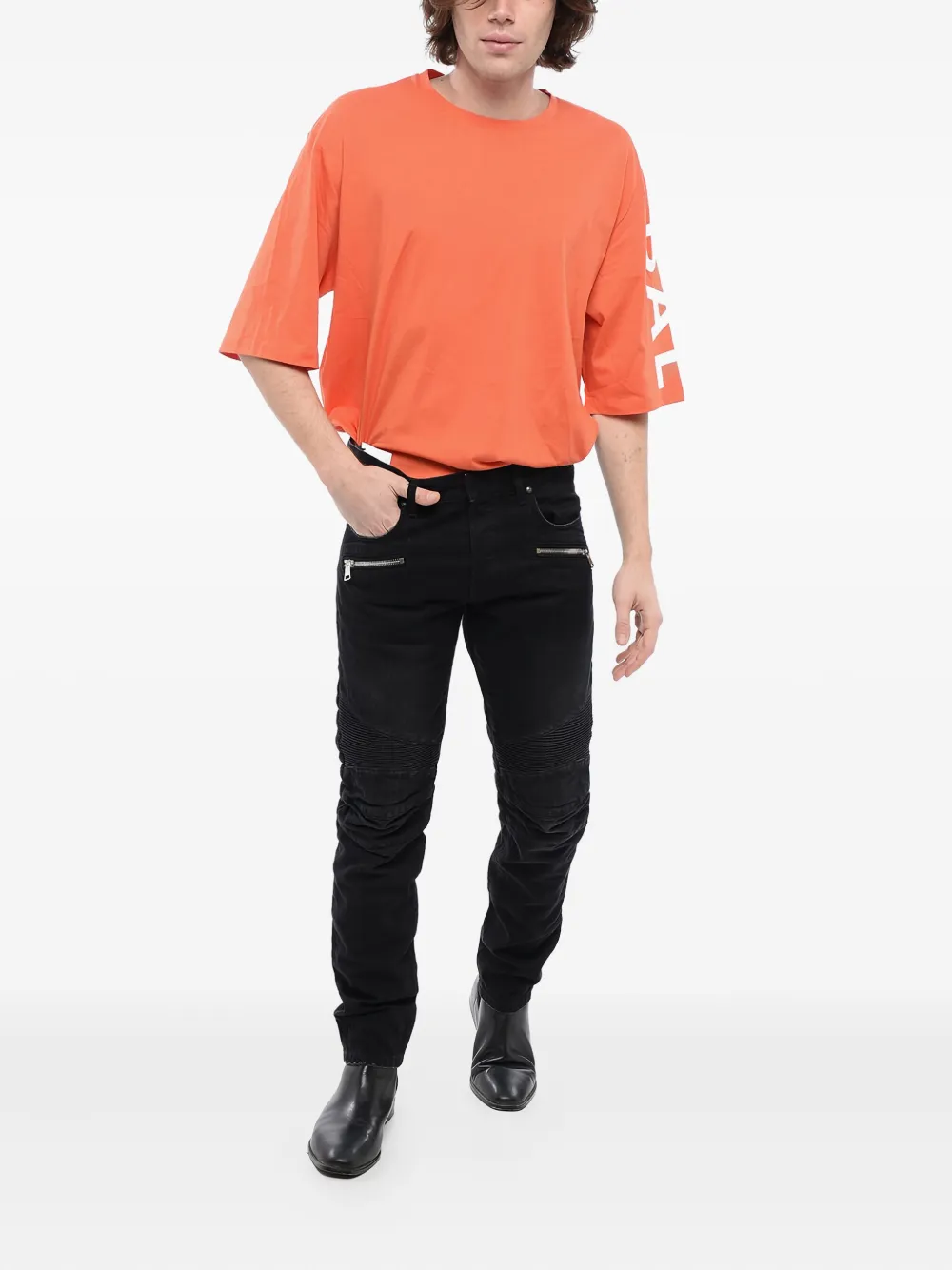 Balmain Slim-fit bikerjeans - Zwart