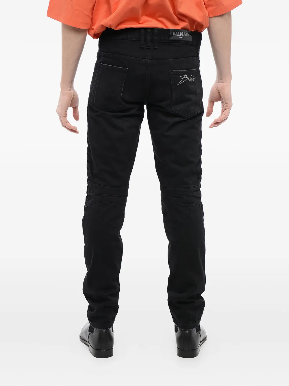 Balmain Slim-fit bikerjeans Zwart
