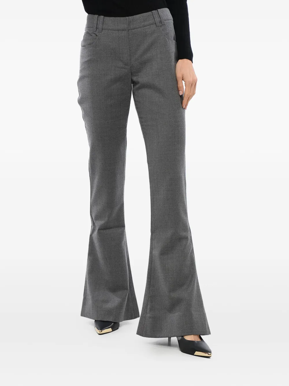 Balmain pantalones acampanados de lana de talle bajo | gris | Image 1