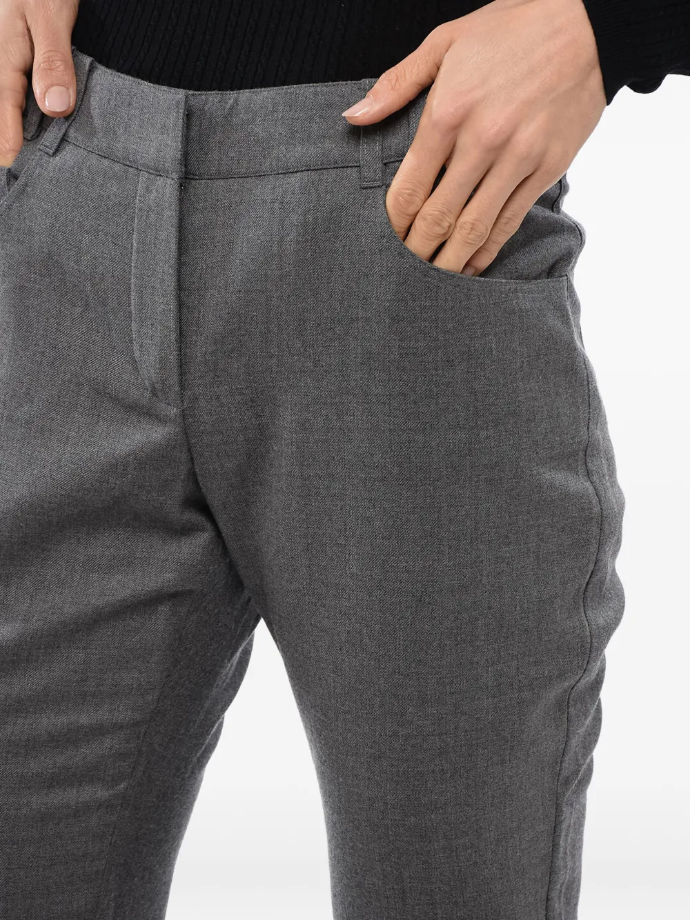 Balmain Wollen low-waist flared broek Grijs