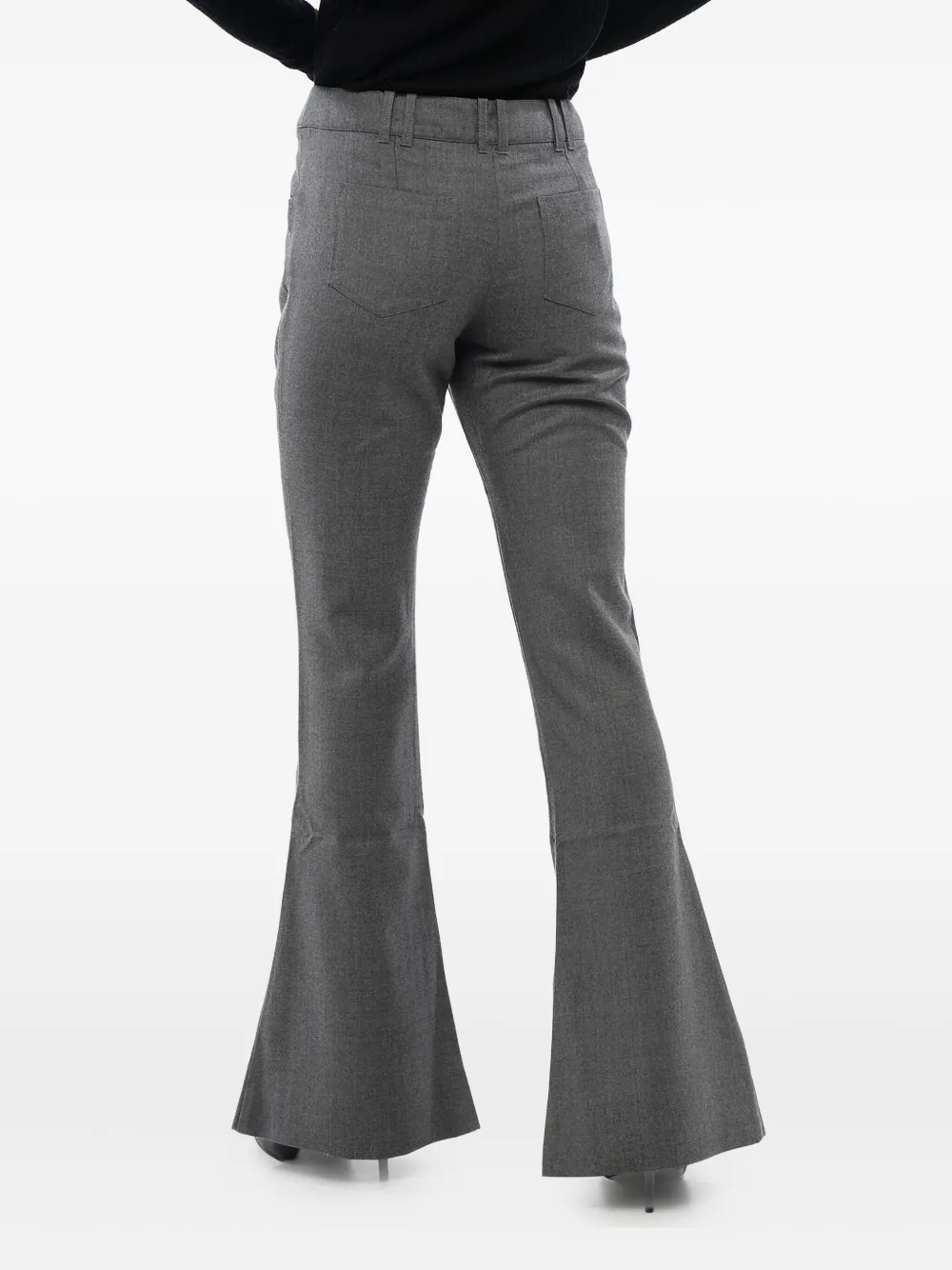 Balmain Wollen low-waist flared broek Grijs