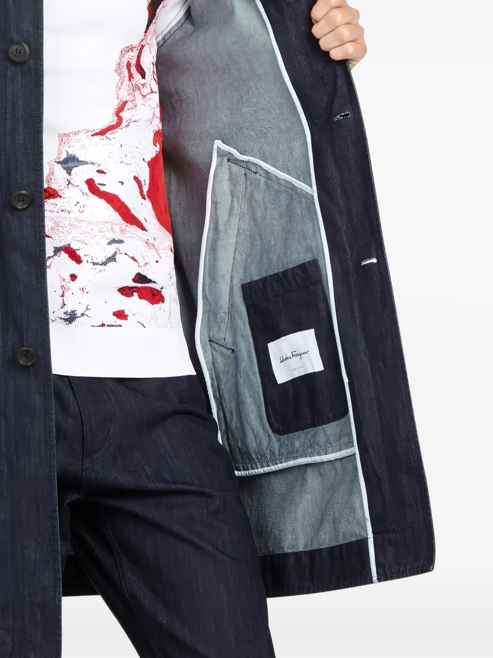 Ferragamo Denim jas met knopen Blauw