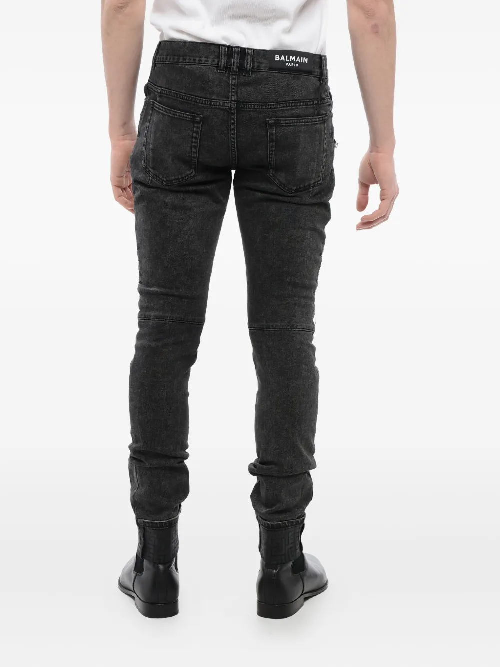Balmain Slim-fit bikerjeans Zwart