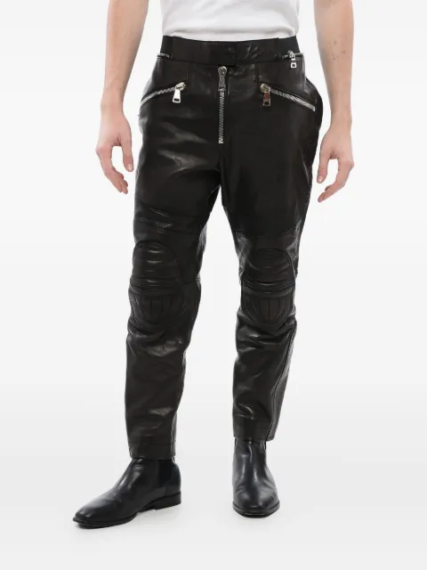 Balmain بنطال بايكر جلد