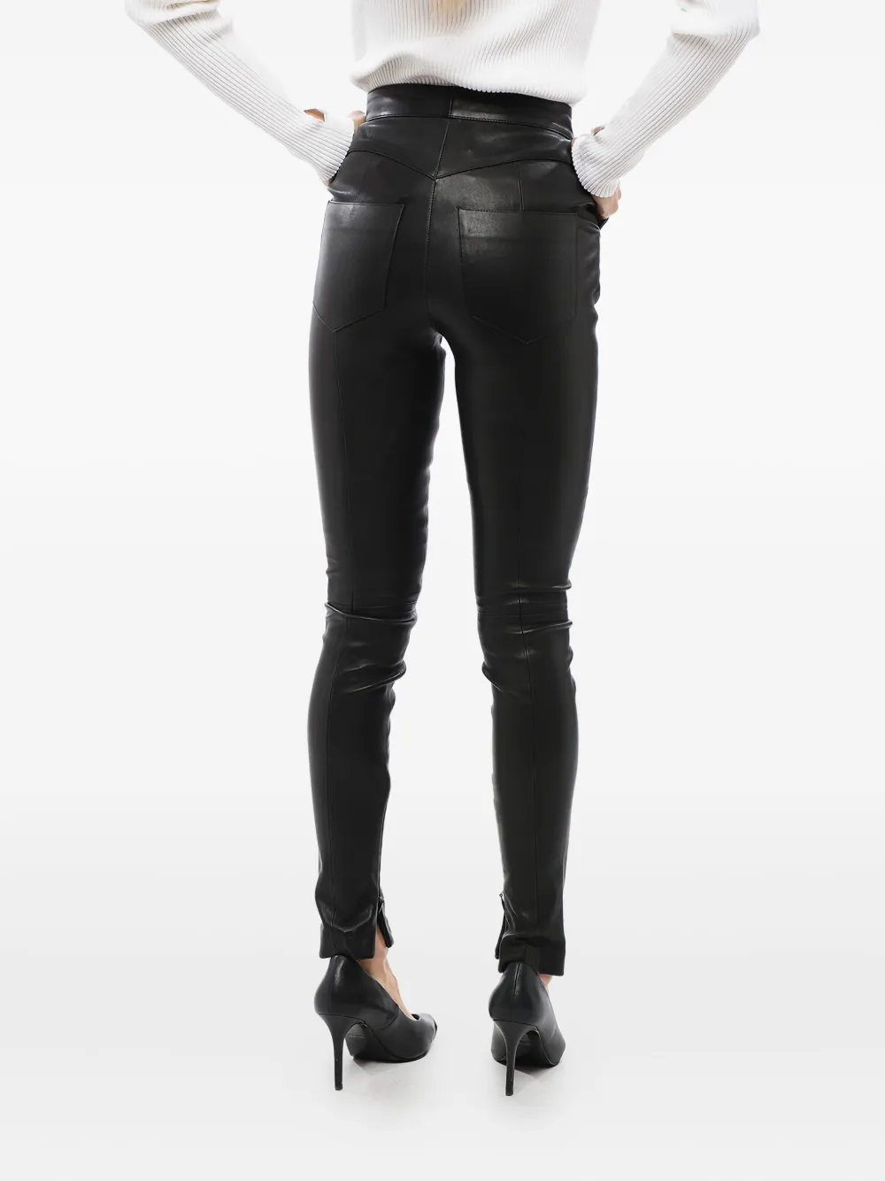 Balmain Leren broek Zwart