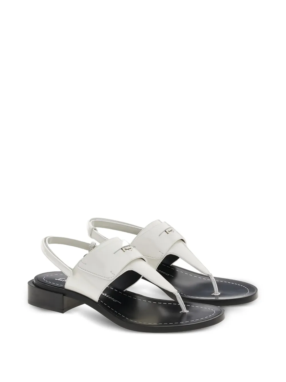 Ferragamo Nya leather ankle-strap sandals White