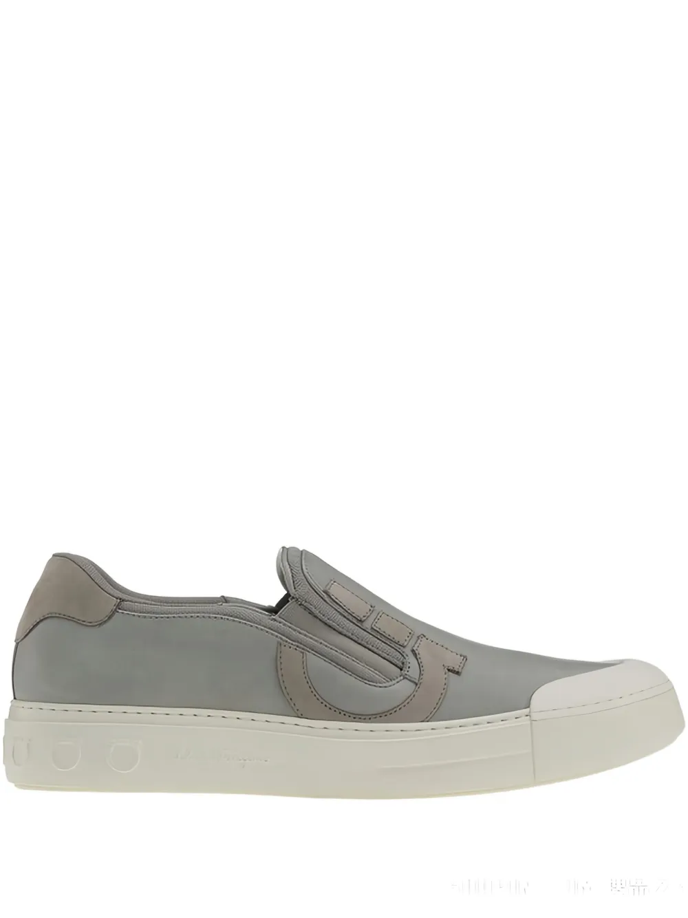 Ferragamo Marino Gancini-logo Slip-on Loafers In Gray