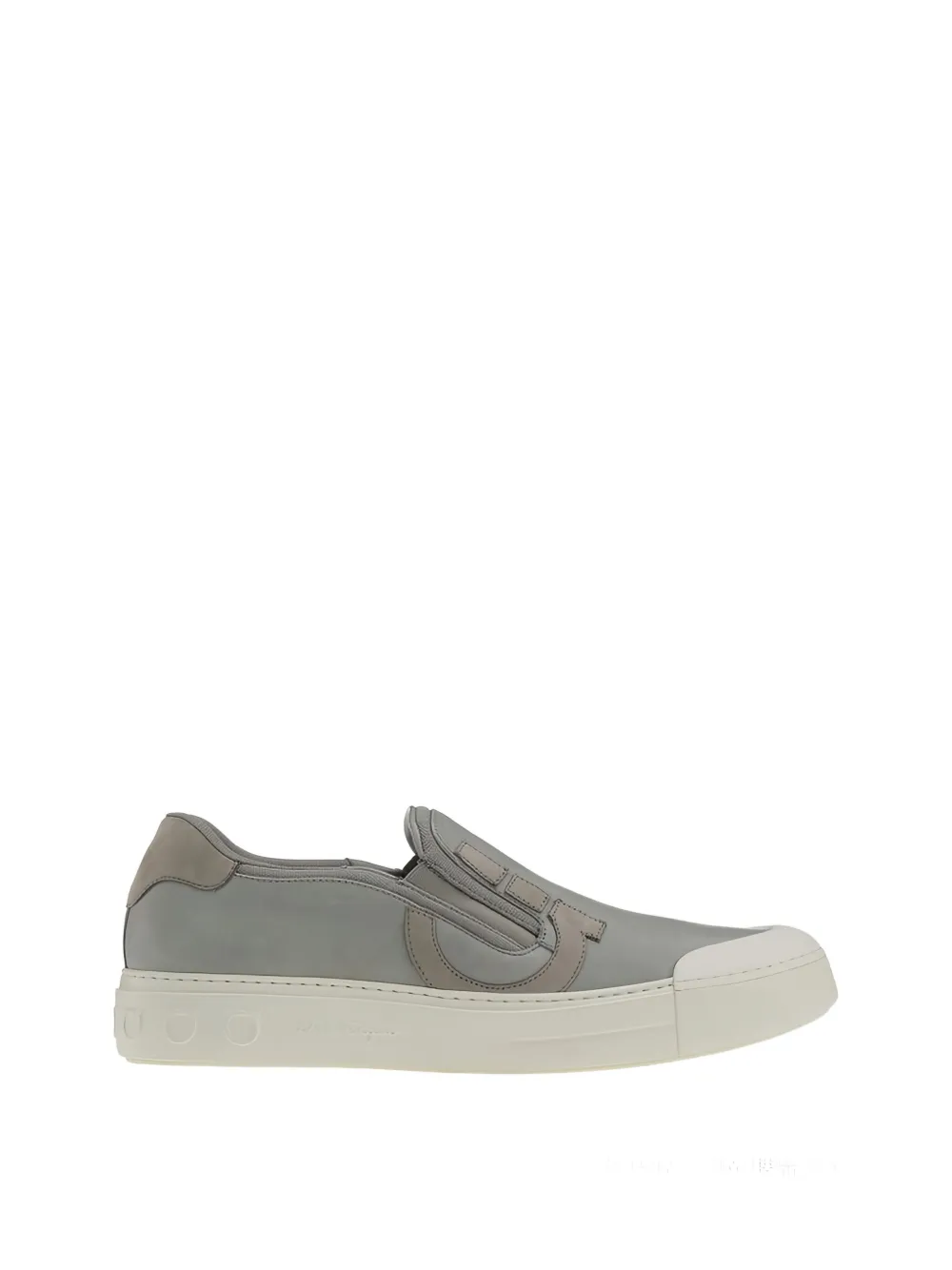 Ferragamo Marino Gancini-logo Slip-on Loafers In Gray