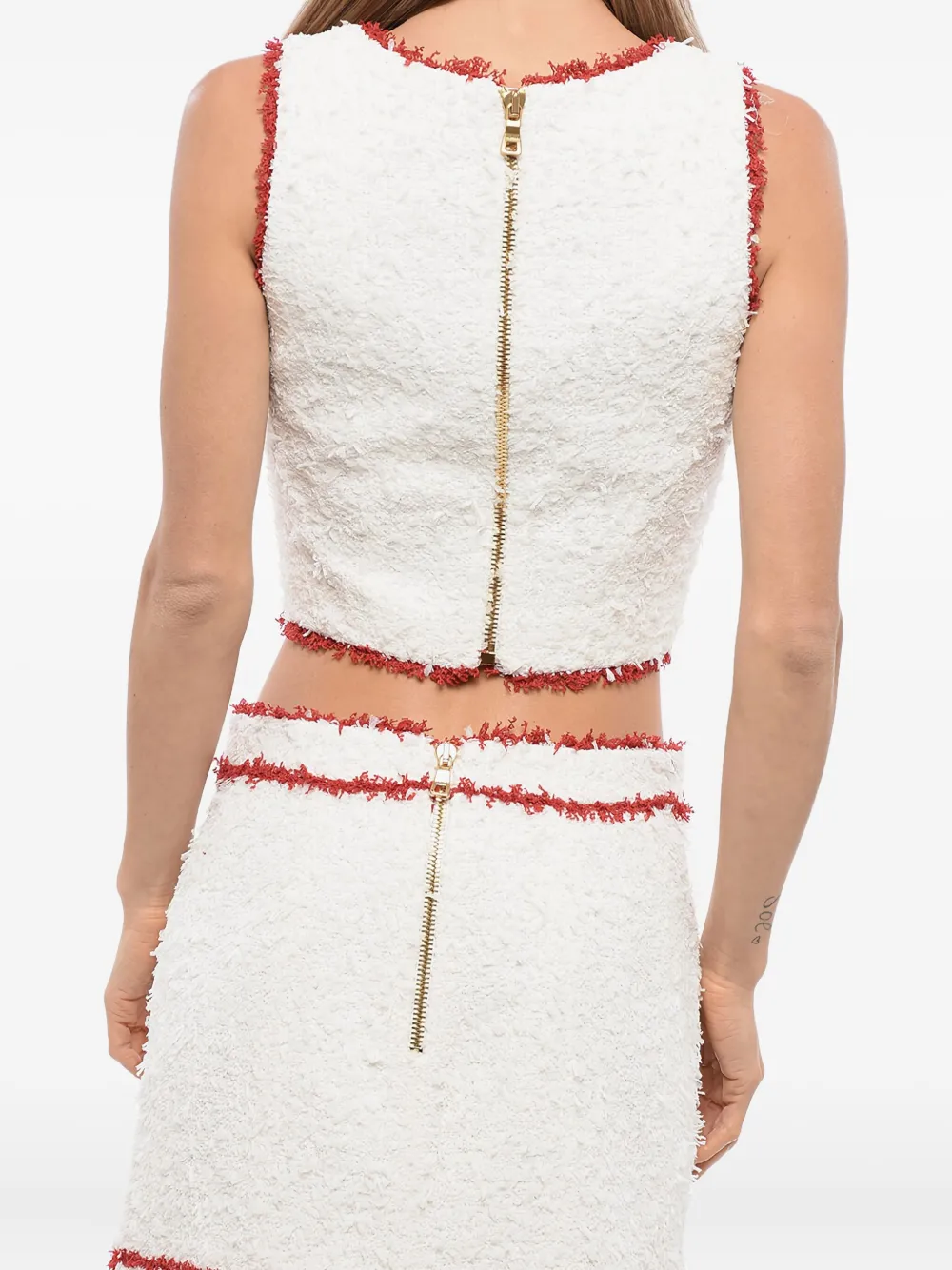 Balmain Eyelash cropped top Wit