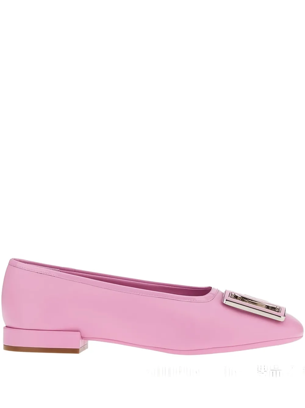 Ferragamo Buckle Leather Ballerina Flats In Pink