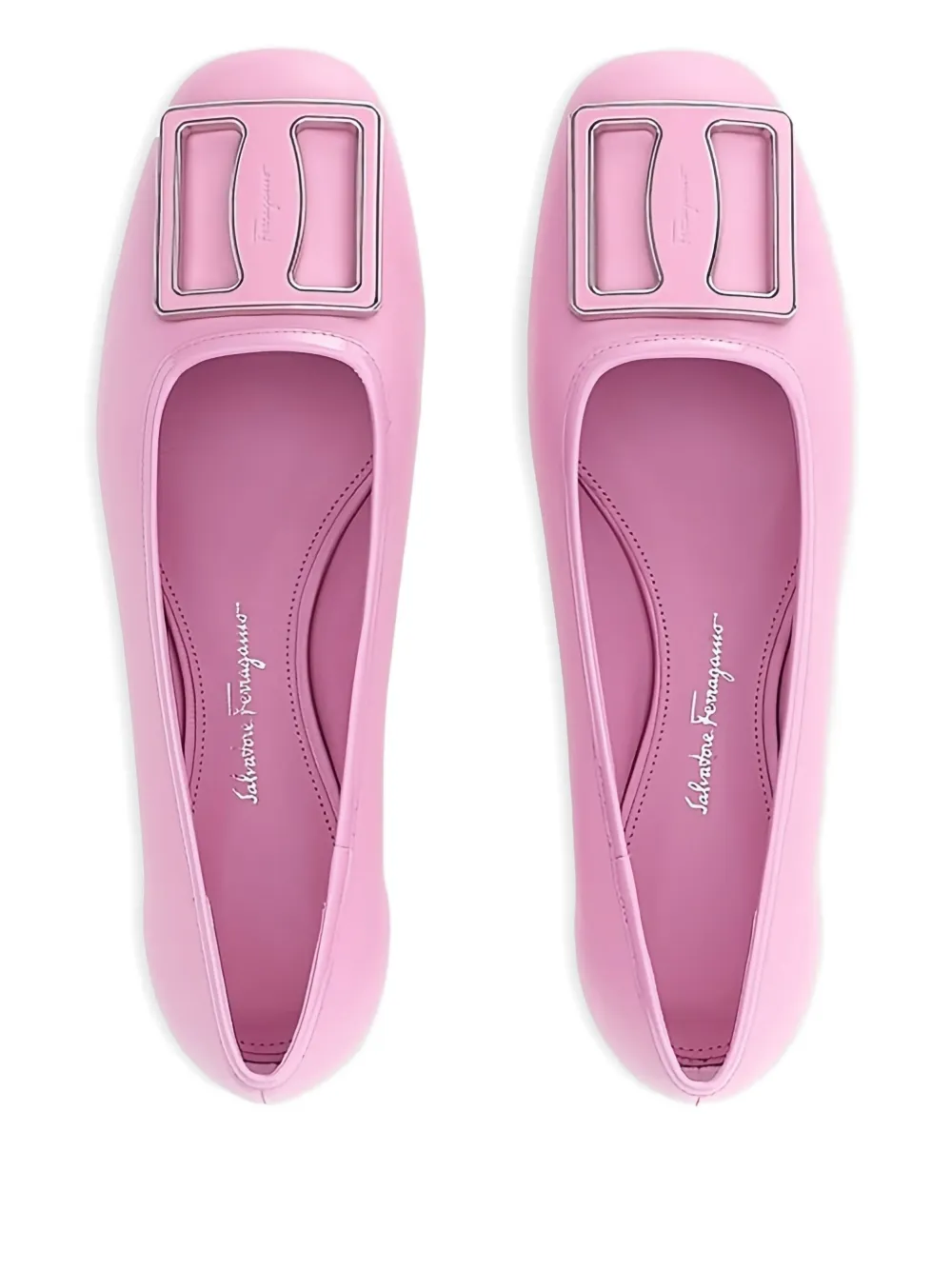 Ferragamo buckle leather ballerina flats Pink