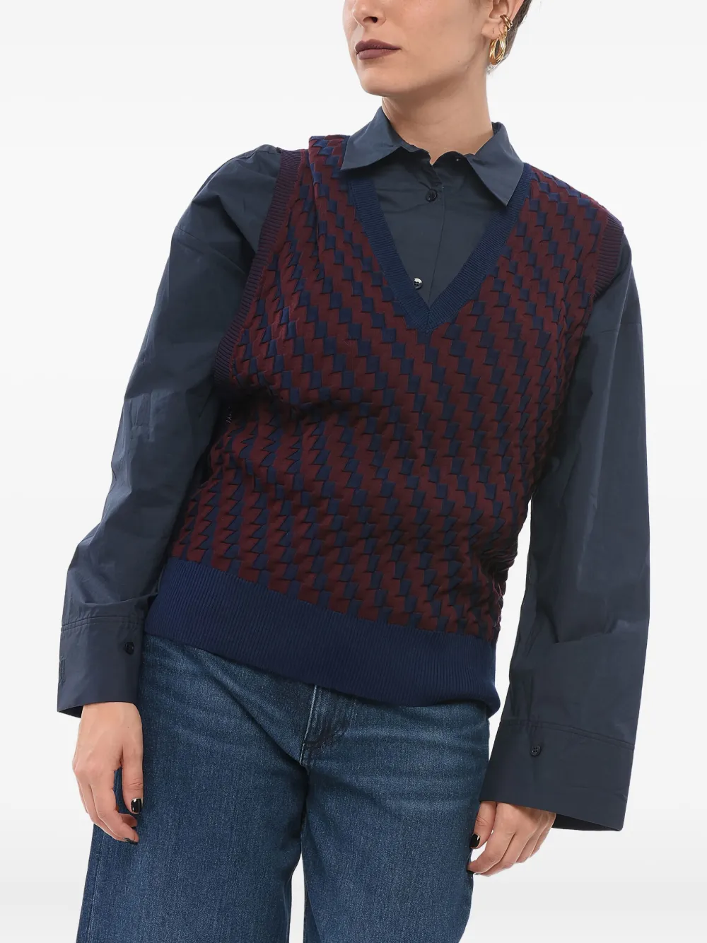 Loewe Check Patterned Stretch Cotton Vest