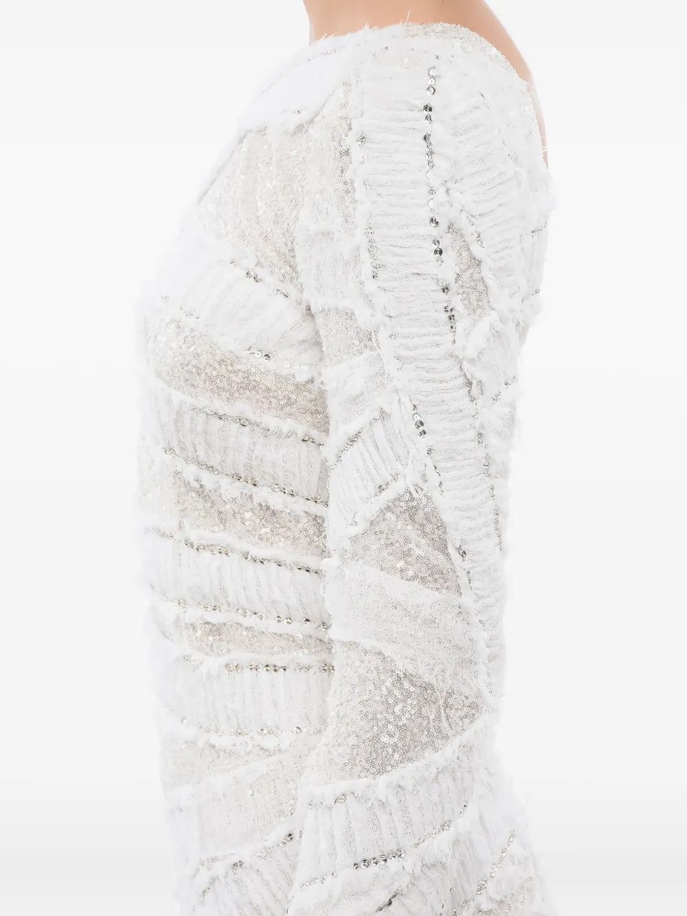 Balmain Mini-jurk met pailletten Wit