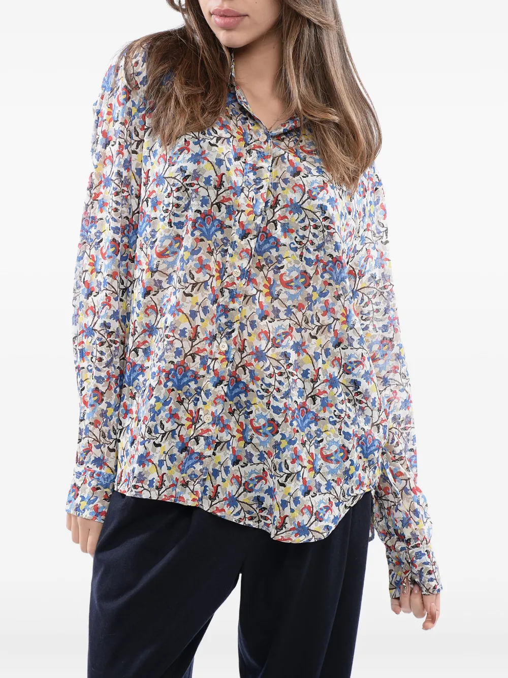 ISABEL MARANT Blouse met bloemenprint en ruches Blauw