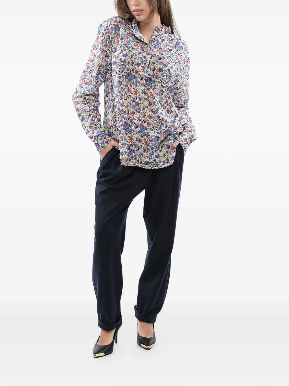 ISABEL MARANT Blouse met bloemenprint en ruches - Blauw