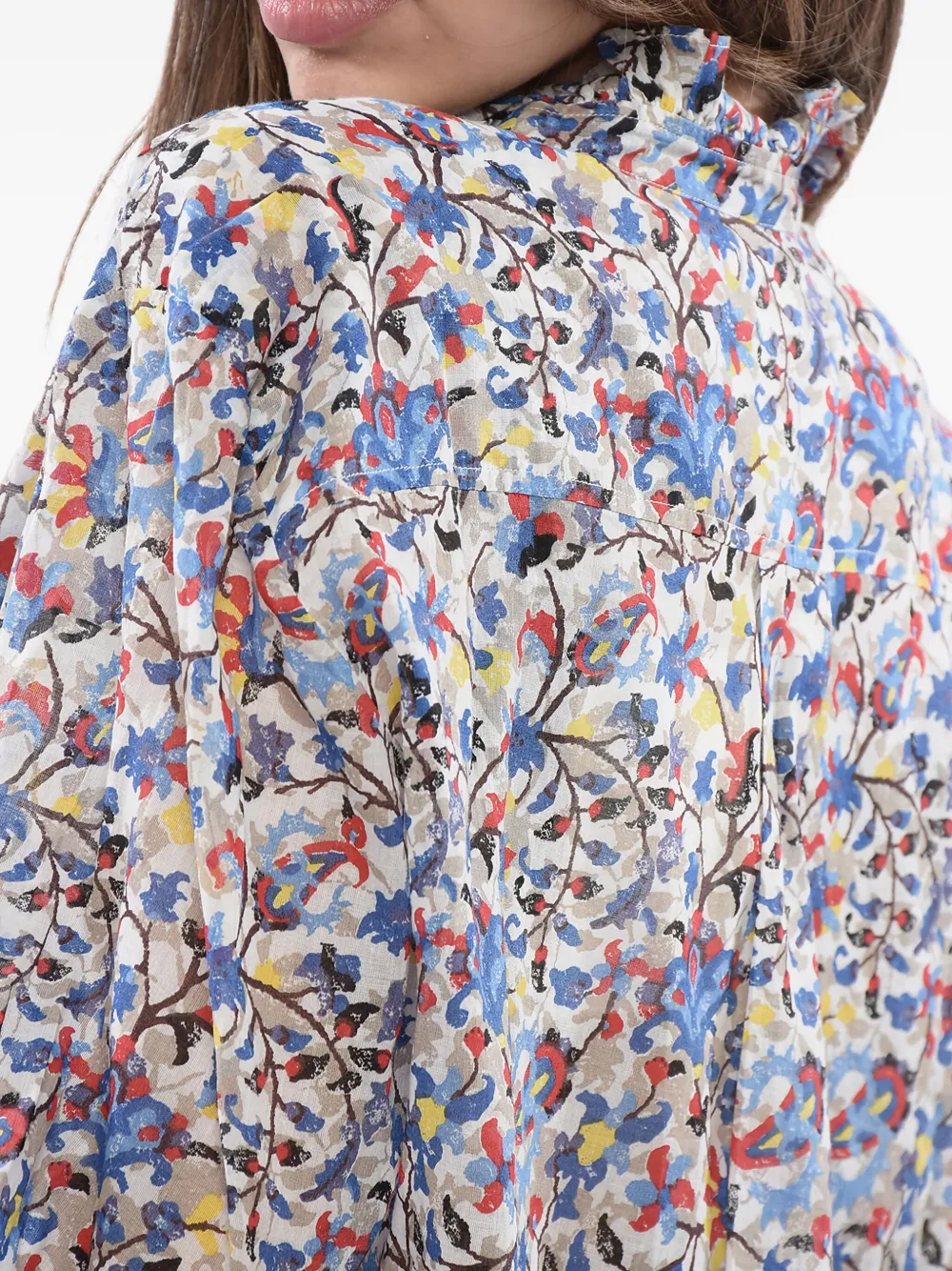 ISABEL MARANT Blouse met bloemenprint en ruches Blauw