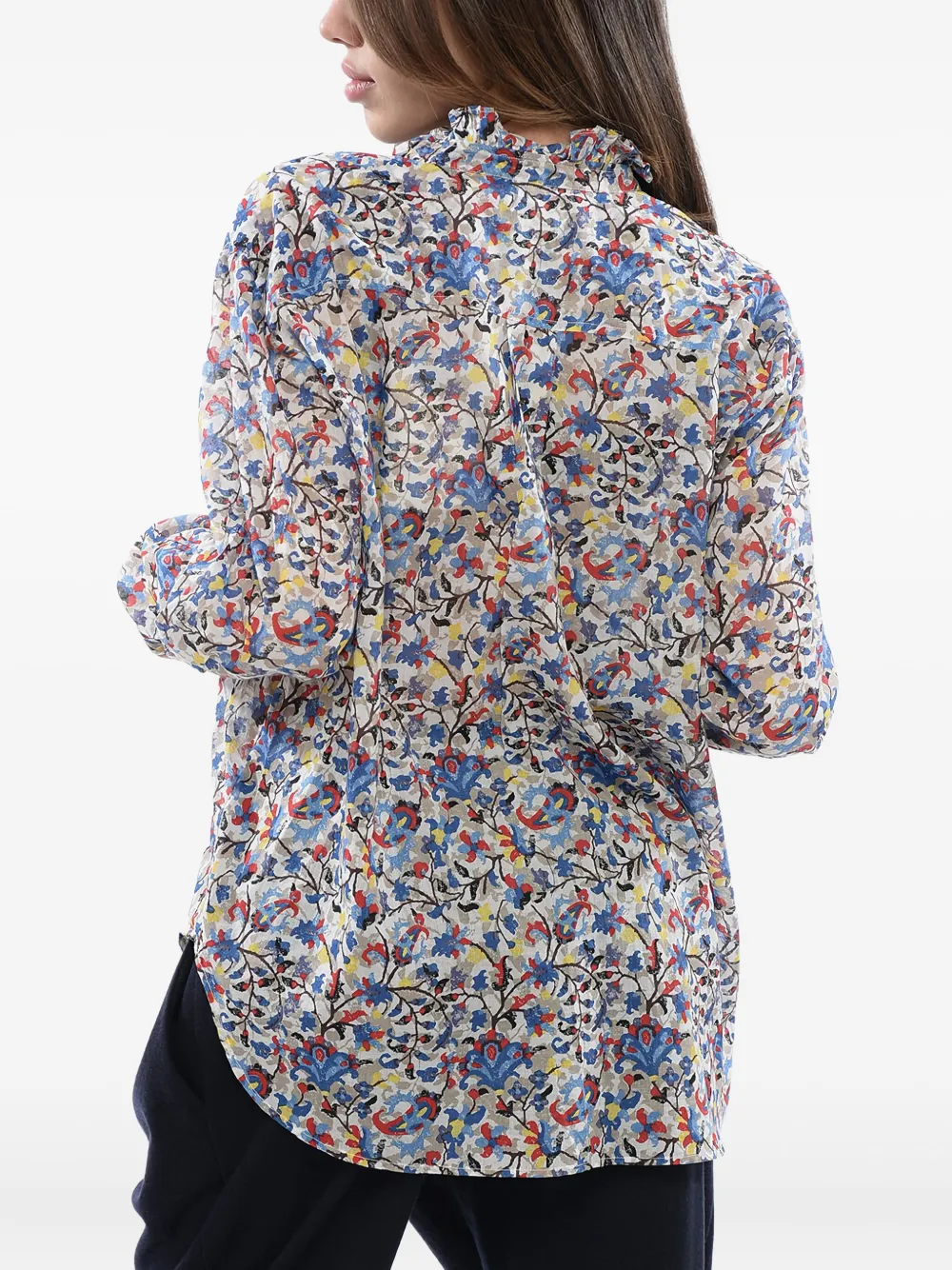 ISABEL MARANT Blouse met bloemenprint en ruches Blauw