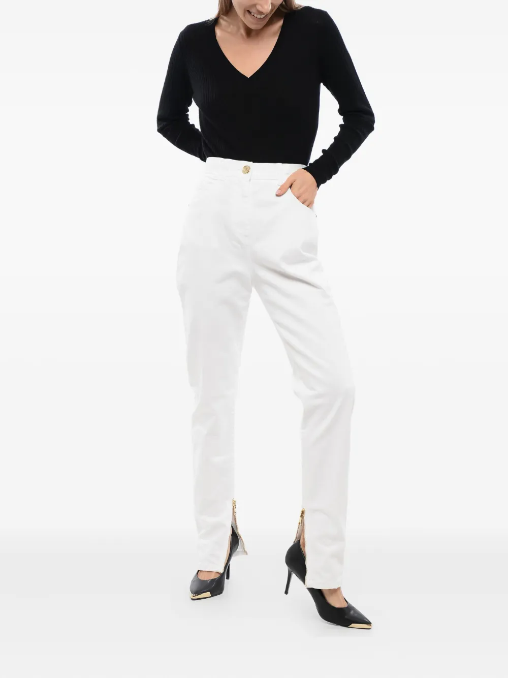 Balmain Skinny jeans met verfraaide knoop - Wit