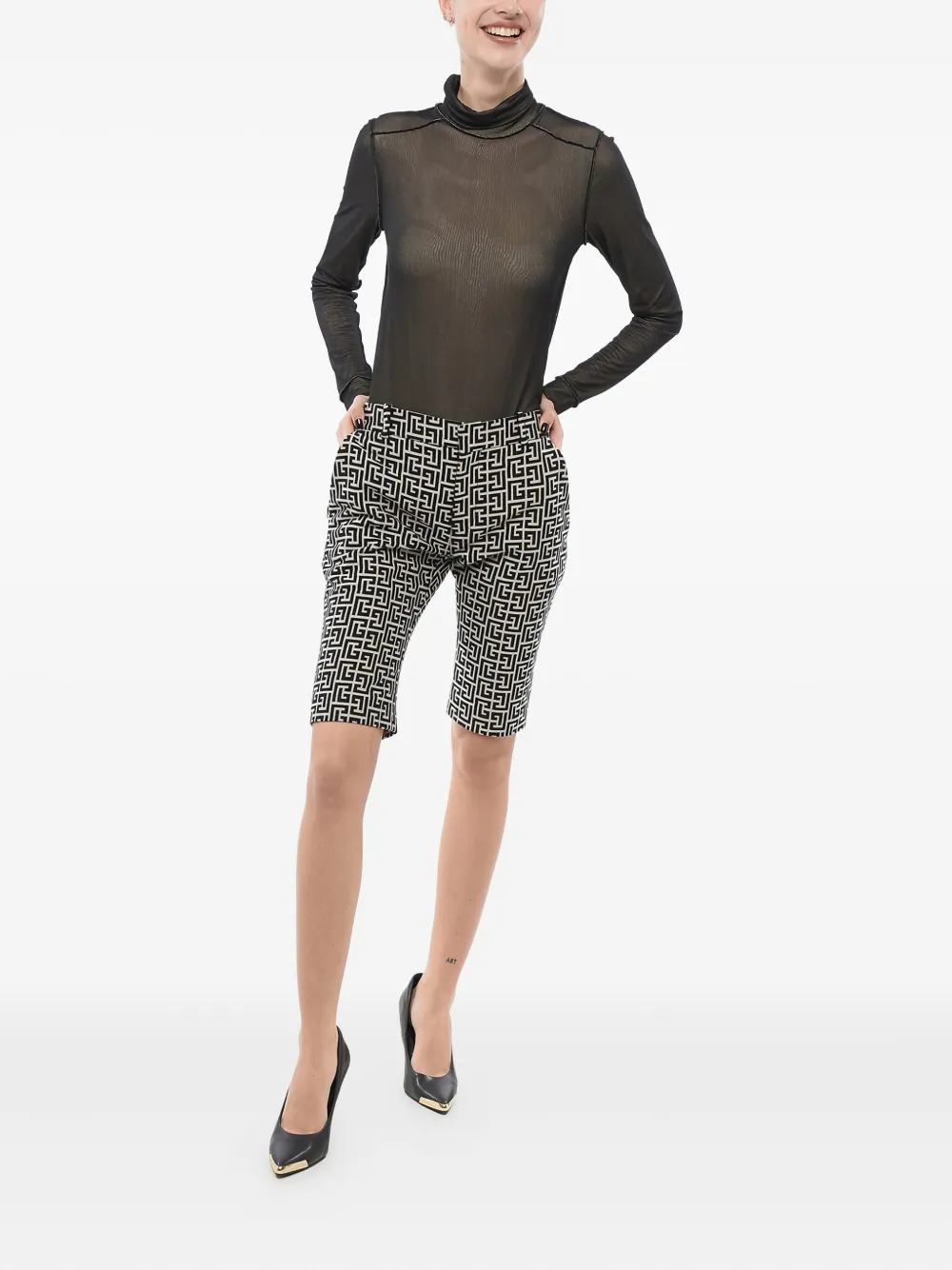 Balmain shorts de algodón con monograma estampado | Bermudas | Image 2