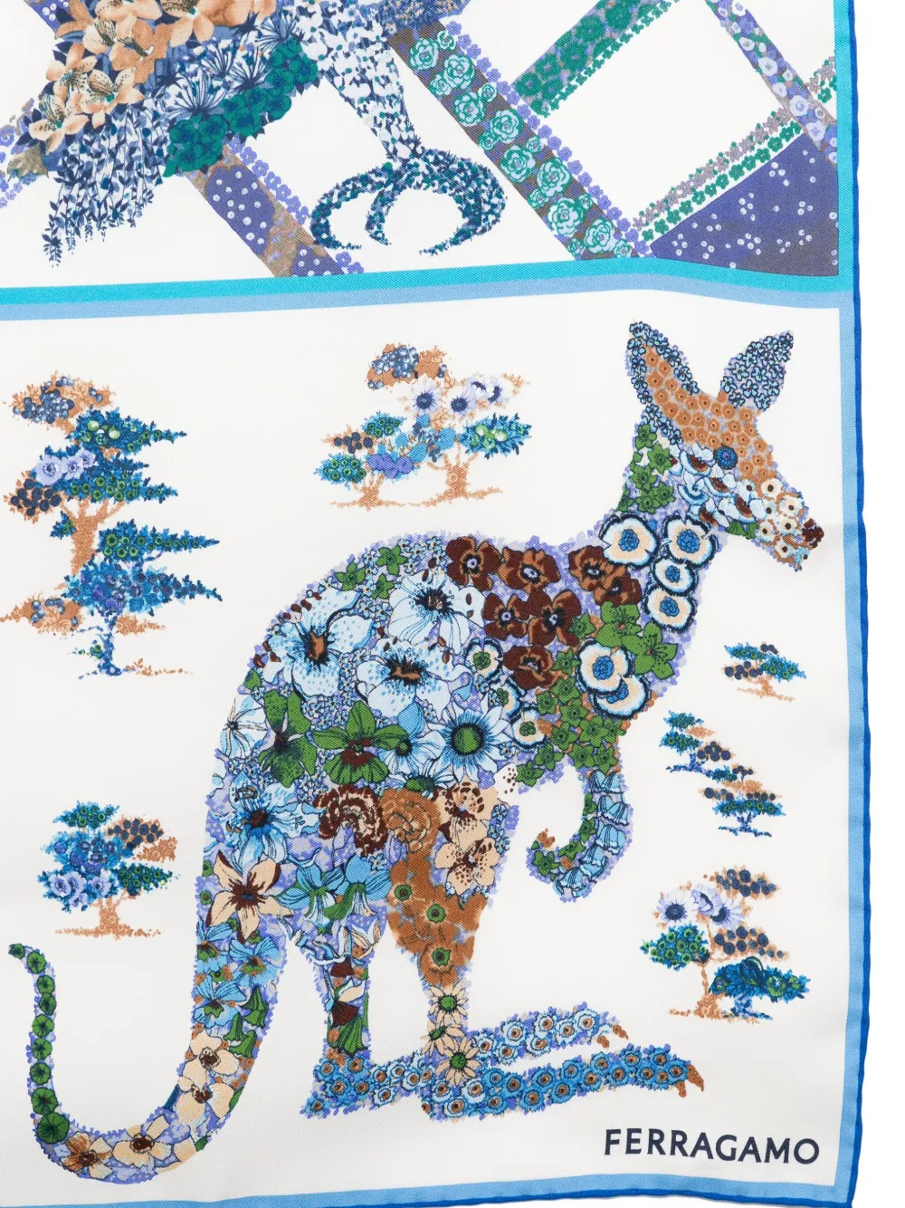 Ferragamo Zijden sjaal met print Wit