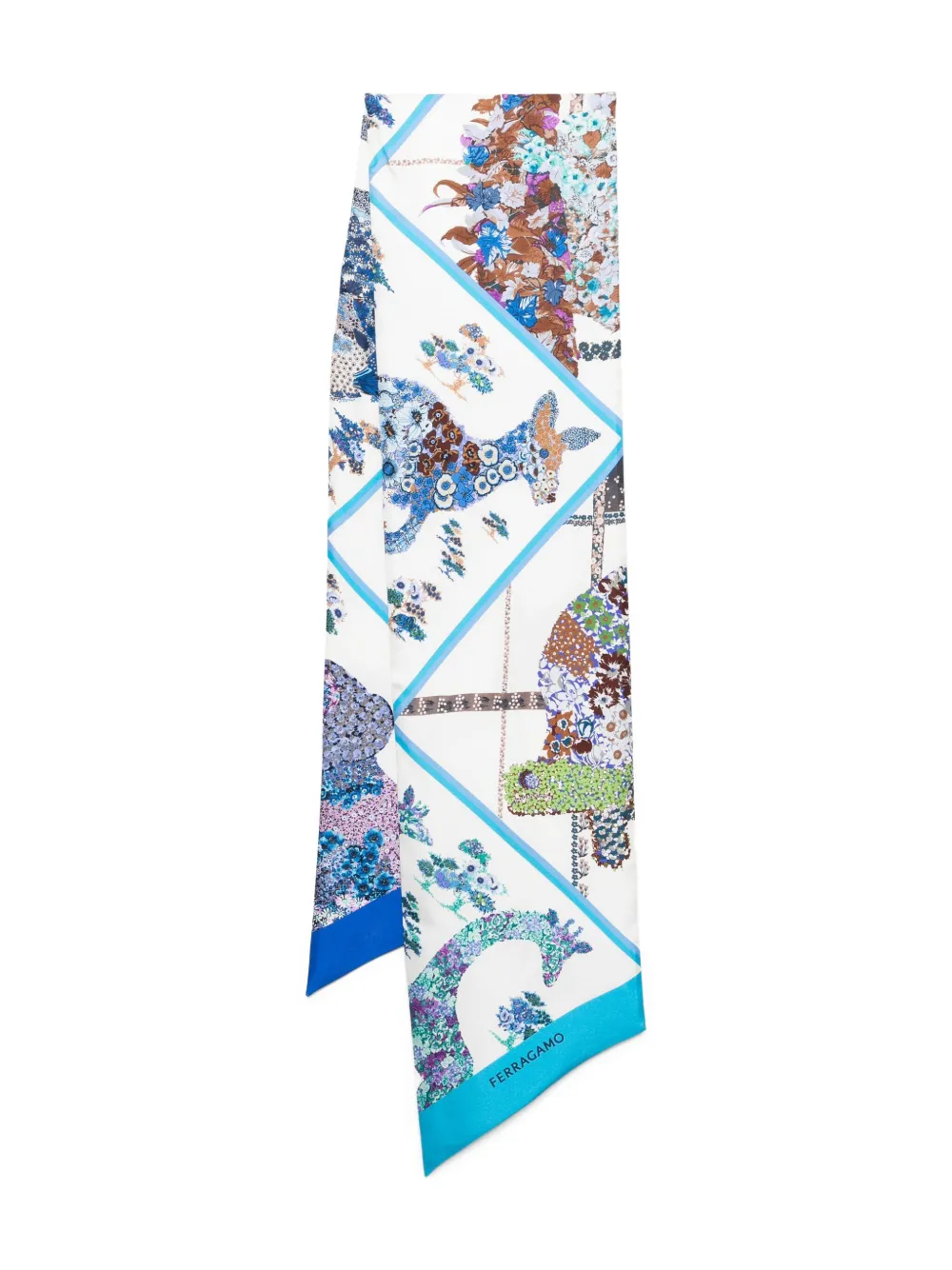 Ferragamo Zijden bandeau met print Wit