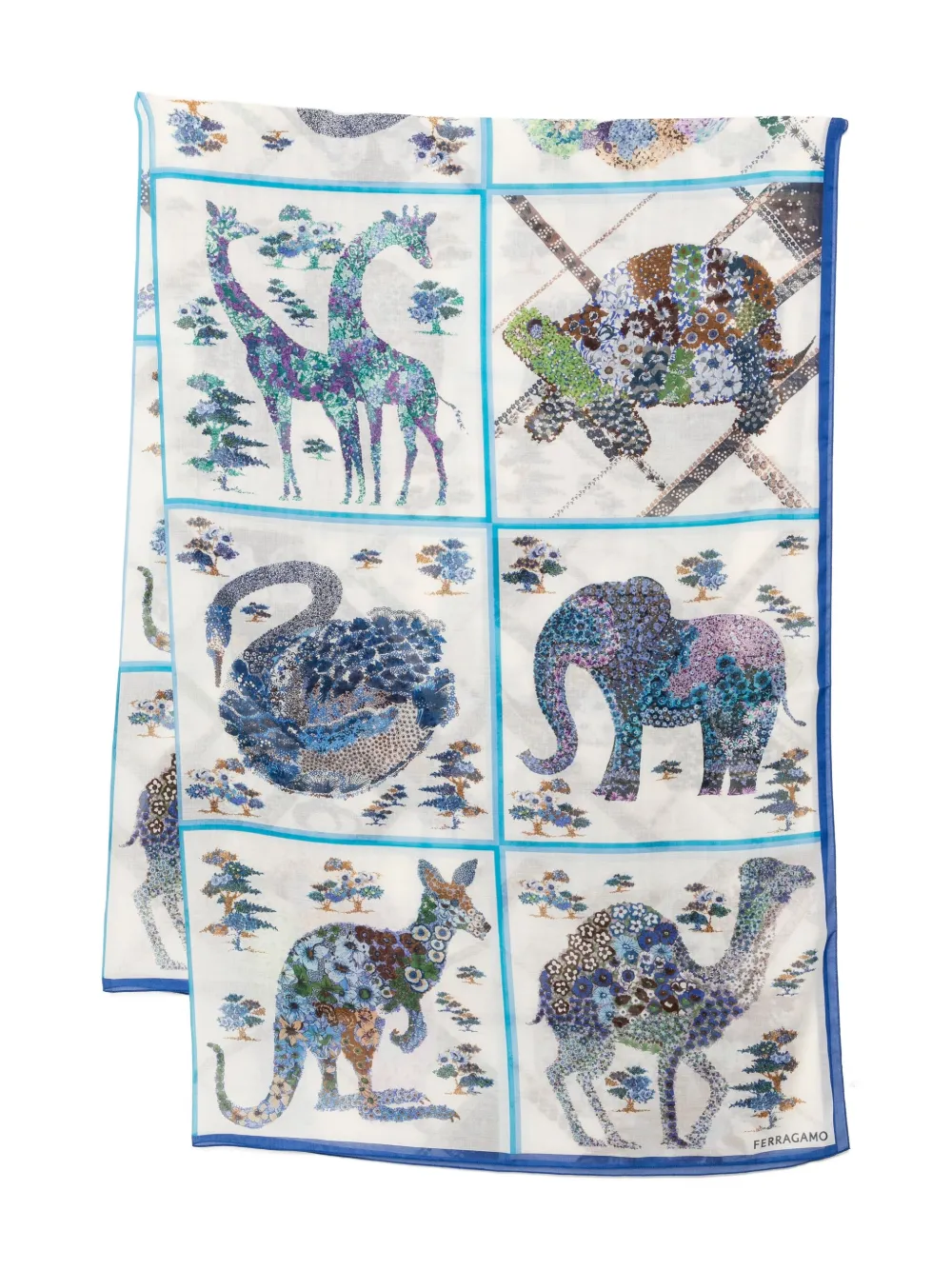 Ferragamo Zijden sjaal met print Wit