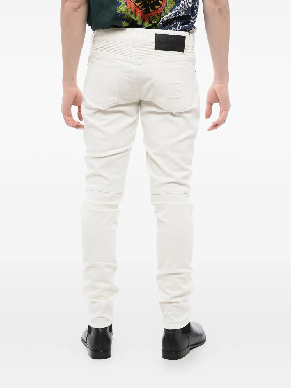 Balmain Biker jeans met toelopende pijpen Wit