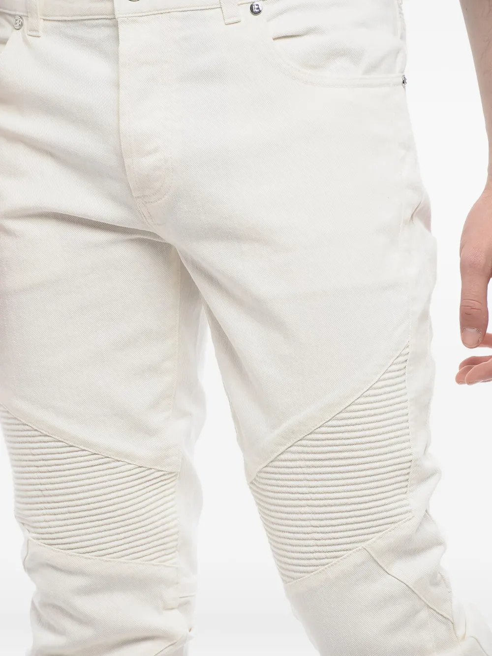Balmain Biker jeans met toelopende pijpen Wit