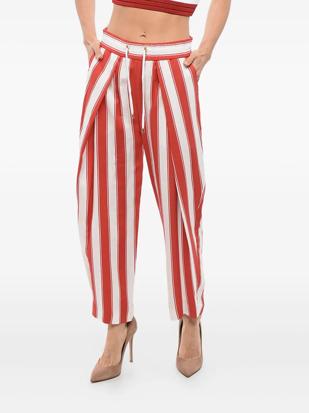 Balmain Broek met toelopende pijpen - Rood
