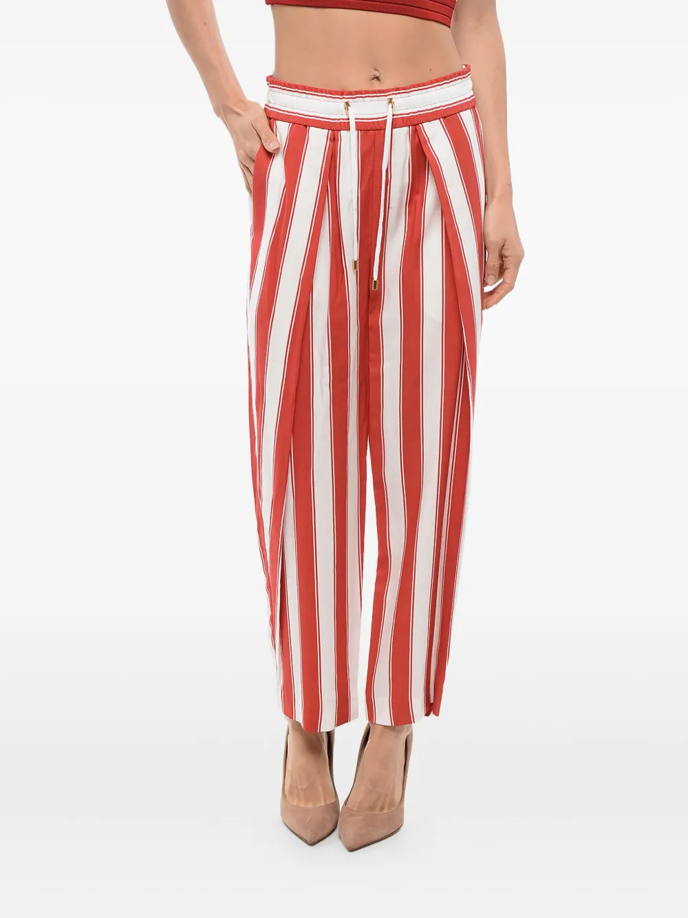 Balmain pantalones ajustados a rayas | rojo | Image 1