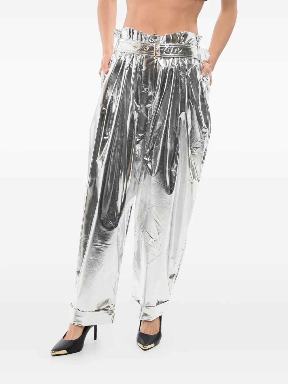 Balmain High waist plooibroek Zilver