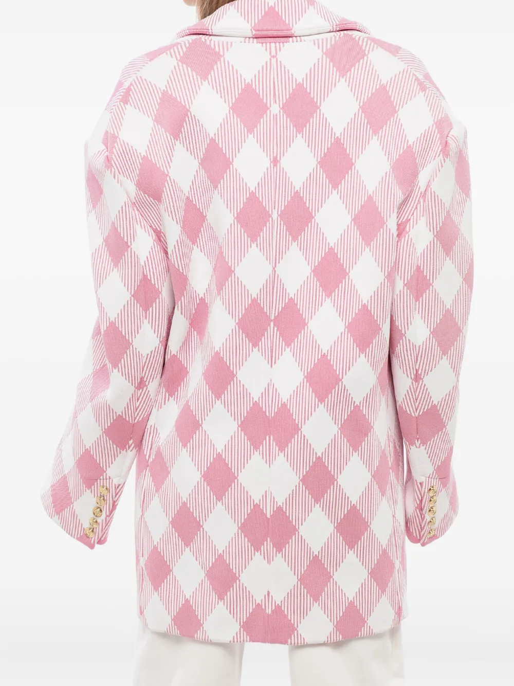 Balmain Chech-print Oversized Coat In Pink