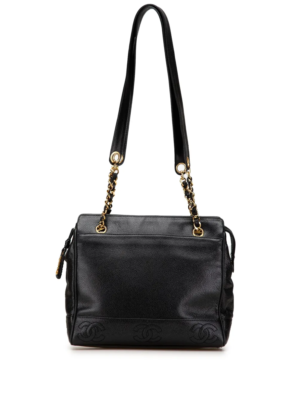 CHANEL Pre-Owned 1996-1997 トリプル ココマーク キャビア ショルダーバッグ - ブラック CHANEL Pre-Owned 1996-1997 トリプル ココマーク キャビア ショルダーバッグ - ブラック